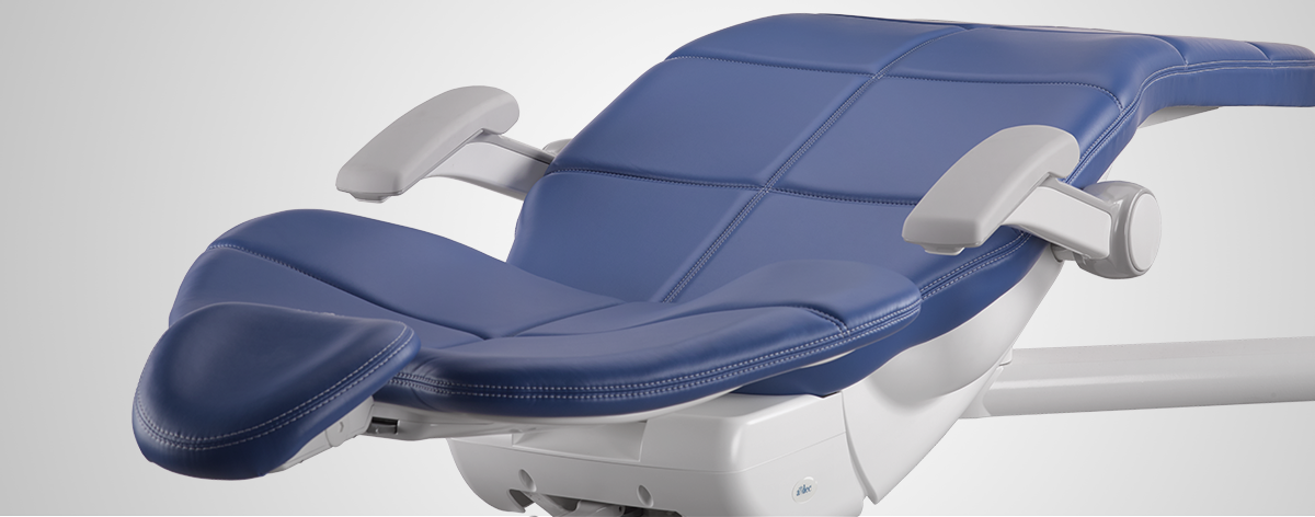 A-dec 500 dental chair in reclined position